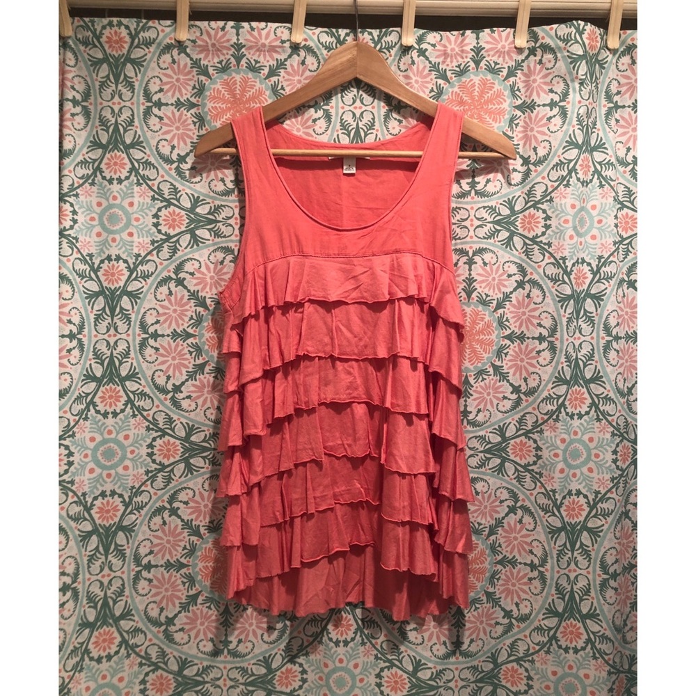 BANANA REPUBLIC : Coral ruffle tanktop - S